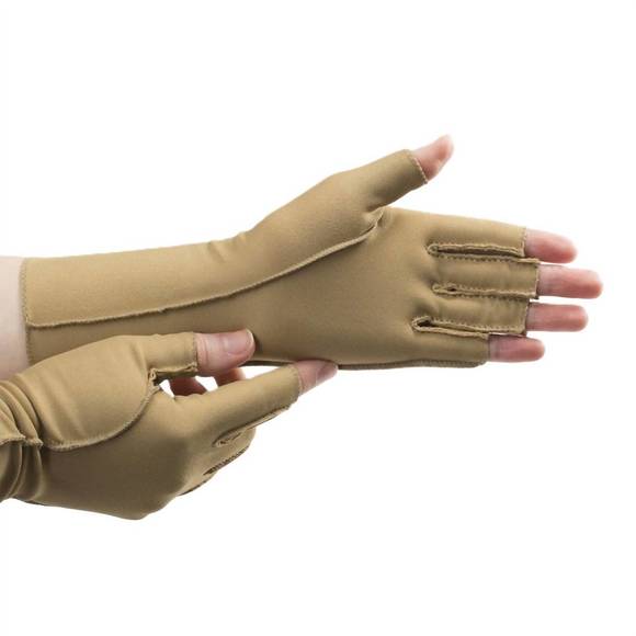 NEW ISOTONER women's fingerless therapeutic gloves in camel - Picture 1 of 1